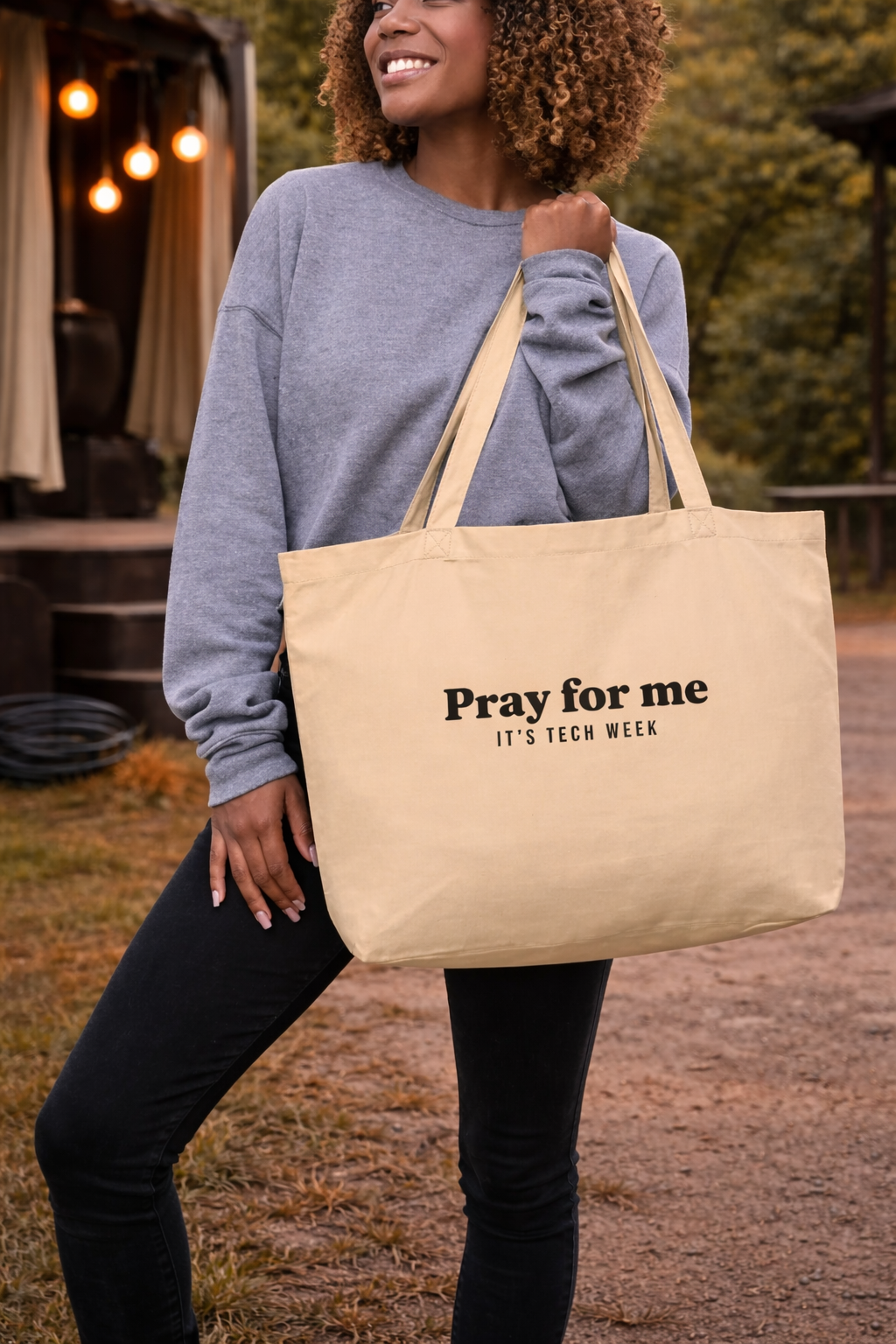 Pray for Me, It’s Tech Week Organic Cotton Tote Bag